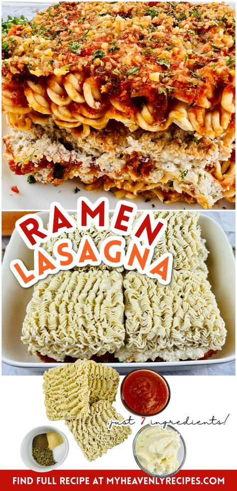 Ramen Noodle Dinner, Ramen Dinner Recipes, Ramen Lasagna, Dinner Idea Easy, Dinner Lasagna, Top Ramen Recipes, Ramen Noodle Recipes Easy, My Heavenly Recipes, Ramen Dinner