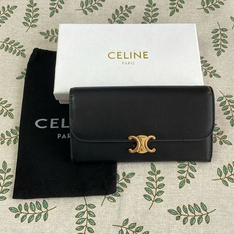 Celine Leather Triomphe Long Clip Wallet Luxury Wallet Women, Luxury Baby Bags, Celine Handbags, Celine Wallet, Luxury Baby, Luxury Wallet, Clip Wallet, Wallets For Women, Original Box