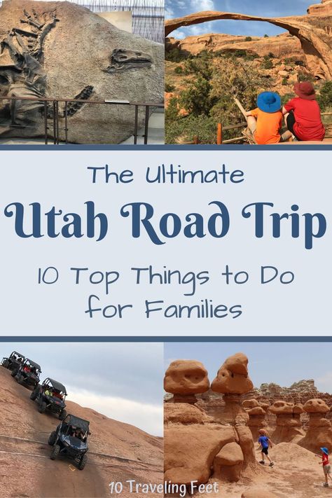 10 Bucket List Sites for a Utah Road Trip! Perfect for family vacations. Exciting adrenaline-filled adventures, amazing hikes, a mind-blowing look into the past, spectacular scenery & more. Which site will be your kid's favorite? Which will be yours? Utah Travel With Kids, Utah Family Vacation, Things To Do In Utah, Utah Summer, Utah National Parks Road Trip, Utah Parks, Utah Trip, Family Traveling, Utah Vacation