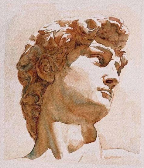 Statue Of David, Watercolor Architecture, Rennaissance Art, Learning Goals, Mythology Art, Arte Sketchbook, Classical Art, Ethereal Art, Art Inspiration Painting