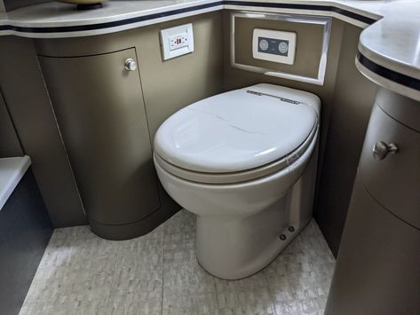 Many RV toilets are made of plastic - not the most appealing option when nature calls. Thankfully, there are porcelain RV toilets too. Check them out! Are There Porcelain RV Toilets? #rvlife #rvliving #rvlifestyle #porcelainrvtoilet #rvtoilet #ceramicrvtoilet Rv Toilet, Rv Upgrades, Luxury Fifth Wheel, Rving Full Time, China Bowl, High Iron, Rv Lifestyle, Composting Toilet, Water Efficiency