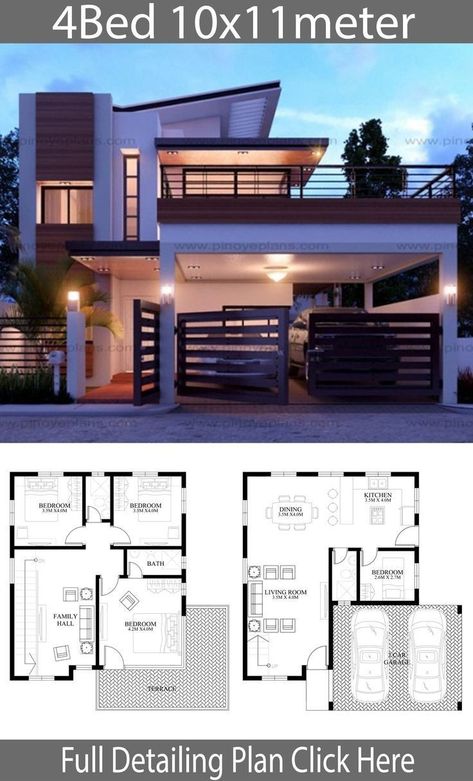 4 Bedroom House Designs, 2 Storey House Design, Modern Small House Design, Best Modern House Design, House Plan Gallery, Modern Home Design, House Construction Plan, Architect Design House, House Layout Plans