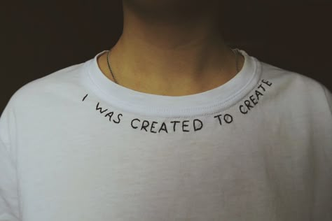 Dors Style, Created To Create, Minimal Shirt Design, Painted Clothes Diy, Clothes Embroidery Diy, Slogan Shirts, Embroidery Tshirt, Diy Clothes Design, Shirt Embroidery