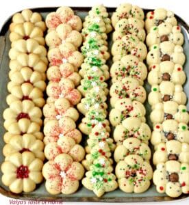 Christmas Spritz Cookies « Valya's Taste of Home Christmas Spritz, Classic Christmas Cookies, Christmas Spritz Cookies, Raspberry Freezer Jam, Christmas Cookies Recipe, Spritz Cookie Recipe, Spritz Cookies, Christmas Sprinkles, Oatmeal Cookie Recipes