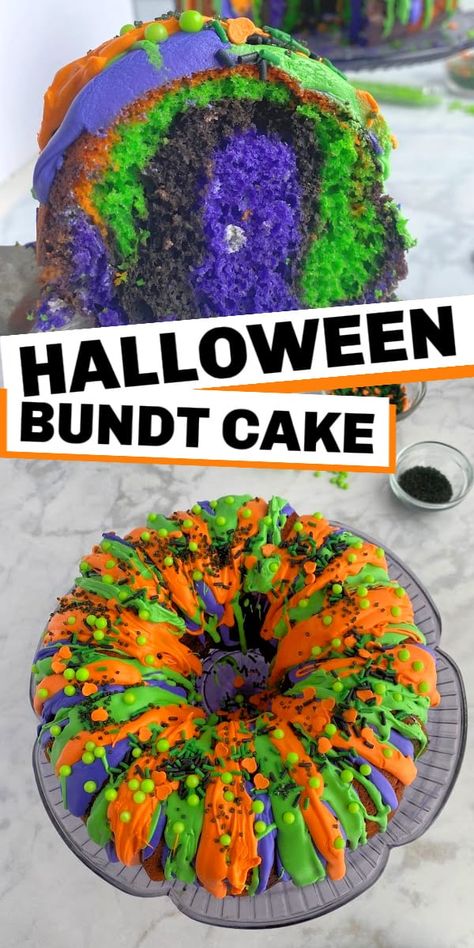 Halloween Bundt Cake, Easy Bundt Cake, Simple Family Meals, Spooky Food, Halloween Colors, Delicious Cake Recipes, Box Cake Mix, Halloween Snacks, Halloween Desserts