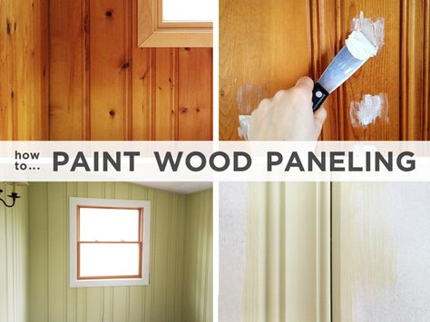 How to Paint Wood Paneling: I'm going to need this for two projects that are brewing. Paint Wood Paneling, Pine Paneling, Knotty Pine Walls, Simple Benches, Painting Wood Paneling, Painted Wood Walls, Pine Walls, Knotty Pine, Painting Wood