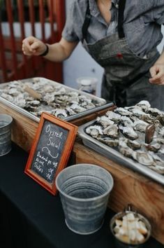 Oyster bar for wedding - seafood wedding food idea {Luxe Event Productions} Castaway Portland, Bar Signage Wedding, Seafood Wedding, Oyster Roast Party, Bar At Wedding, Bar For Wedding, Wedding Hors D'oeuvres, Bar Events, Oyster Roast