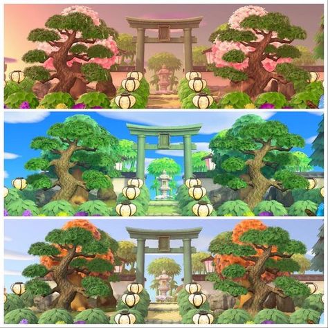 Zen Garden Animal Crossing, Acnh Zen Garden, Japanese Entrance, Japanese Park, Kakariko Village, Japanese Town, Japanese Animals, Animal Crossing 3ds, Animals Crossing