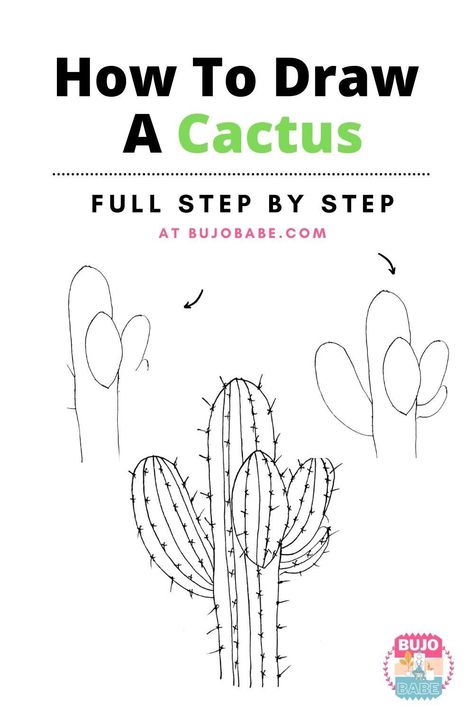 Cactus Drawing Easy, Draw A Cactus, Watercolor Doodles, Cactus Doodle, Cactus Images, Cactus Drawing, Learning To Draw, Easy Drawing Tutorial, Arts Ideas