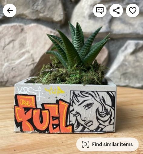 Graffiti Art Furniture, Graffiti Planter, Graffiti Room Ideas, Graffiti Furniture, Graffiti Style Art, Clay Art Projects, Room Makeover Inspiration, Diy Clay Crafts, Graffiti Styles