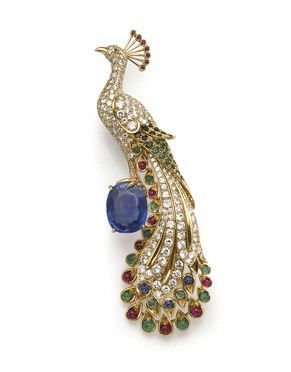 Sapphire, Ruby, Emerald and Diamond 'Peacock' Diamond Brooch Cartier, Animal Themed Jewelry, Victoria Kay, Peacock Jewelry, Brown Diamonds, Jewelry Advice, For My Mom, Ruby Emerald, Cartier Jewelry