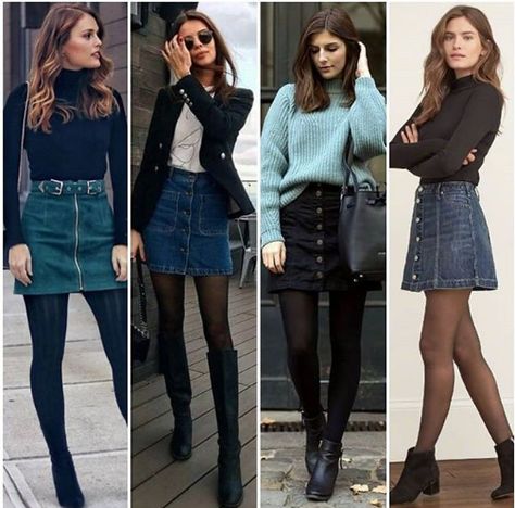 Jeans Skirt Outfit Winter, Denim Skirt Outfit Fall, Jean Skirt Outfits, Denim Skirt Outfits, Winter Skirt Outfit, Mode Inspo, Casual Winter Outfits, Autumn Outfit, Skirt Outfit