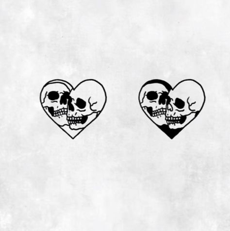 Couple Tattoos Dark Aesthetic, Goth Love Tattoo, Creepy Heart Tattoo, Gothic Couple Tattoos, Matching Skull Tattoos For Couples, Dripping Heart Tattoo, Skull Matching Tattoos, Matching Tattoos Couples Aesthetic, Matching Goth Tattoos