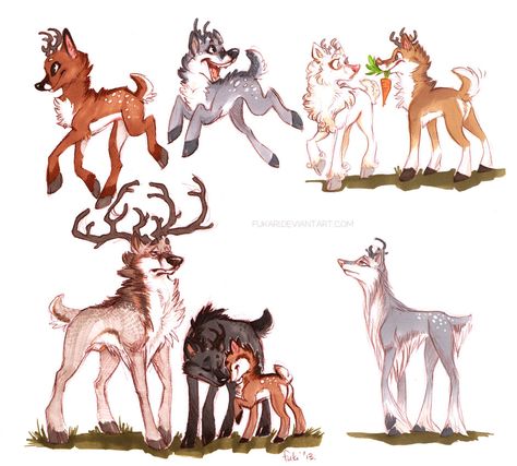 kopytka by Fukari on DeviantArt Deer Hybrid, Wolf And Deer, Hybrid Art, Mythical Animal, Canine Art, Deer Art, Creature Drawings, Gloomy Day, Anime Animals