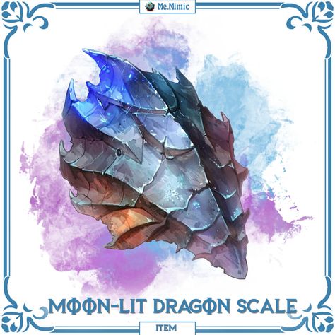 DnD 5e Item Moon-Lit Dragon Scale by Me.Mimic Dragon Scale Shield, Dnd Monk Magic Items, Magic Items Fantasy Art, Dnd Snake, Fantasy Items Art, Dragon Soul, Homebrew Items, Powers Art, Moon Dragon