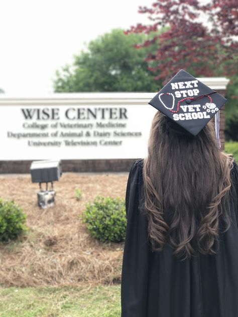 Vet school graduation cap Graduation Caps Veterinary, Veterinary Cap Decoration, Vet Senior Pictures, Future Vet Tech Graduation Cap, Vet School Cap Decoration, Future Veterinarian Graduation Cap, Future Vet Graduation Cap, Animal Science Graduation Pictures, Veterinarian Cap Ideas