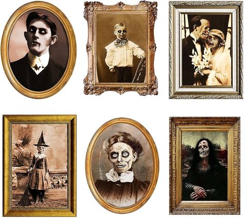 Amazon.com - Halloween Decorations 3D Changing Face Horror Pictures Moving Portrait Haunted Pictures Gothic Mansion Portraits Tabletop Picture Frame Scary Wall Decoration for Halloween Party House (Chic,6 PCS) Halloween Party House, Haunted Pictures, Horror Themed Party, Gothic Mansion, Gothic Wall Decor, Photo Halloween, Horror Party, Halloween House Party, Scary Decorations