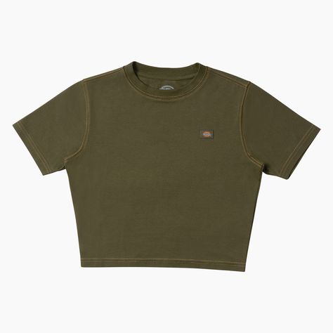 Dickies Shirt, Dickies Women, Cropped Crewneck, Crewneck Style, Women Street, High Relief, Sleeve Women, Us Military, Green Outfit