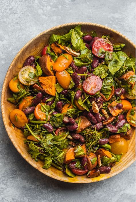 Red Bean Salad, Kidney Bean Salad, Recipes With Kidney Beans, Vegan Paleo Recipes, Vegan Recipes Plant Based, Sweet Red Bean, Kidney Bean, Hearty Salads, Salad With Sweet Potato