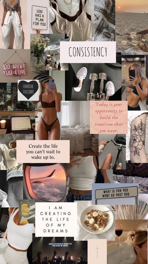 Vision Board On Canvas, Create The Life You Want, Daglig Motivation, Vision Board Themes, Creative Vision Boards, Vision Board Collage, My Vision Board, Manifesting Vision Board, Vision Board Examples