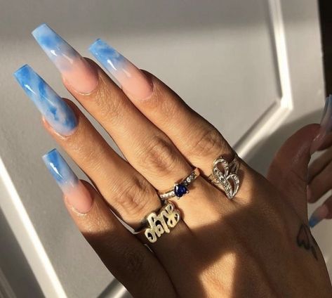 Blue Acrylic Nails, Cute Acrylic Nail Designs, Long Acrylic Nails Coffin, Nails Christmas, Acrylic Coffin, Blue Nail, Nails 2020, Summer Acrylic Nails, Acrylic Nails Coffin