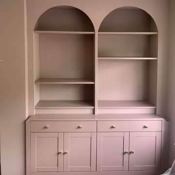 Ikea tips, hacks and more! | Our IKEA hack ❤️ We used our old sideboard, primed it, added two Billy bookcases to the top, added two Billy bookcase extenders and then used MDF ... | Facebook Ikea Billy Bookcase White Paint, Pink Billy Bookcase, Adding Legs To Billy Bookcase, Ikea Billy Oxberg Tv Unit, Billy / Oxberg Ikea, Billy Hack, Bookcase Hack, Billy Bookcases, Billy Bookcase Hack