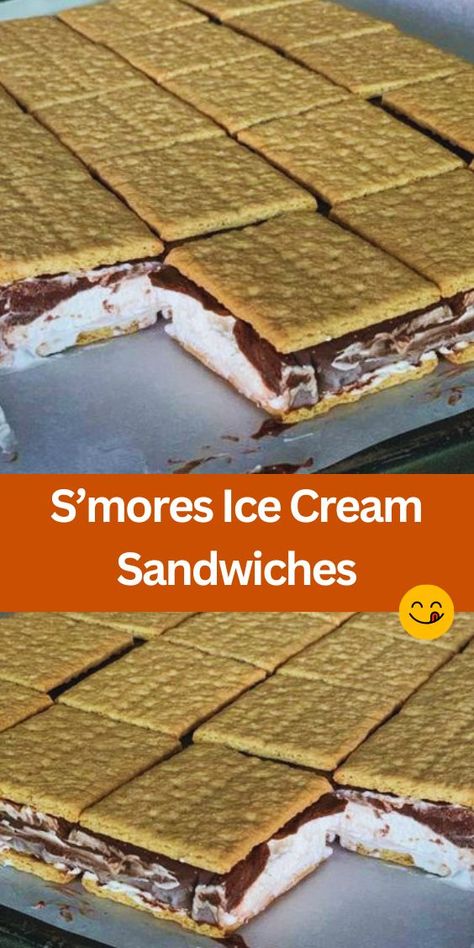 Looking for a delicious dessert idea? Try these S’mores Ice Cream Sandwiches! Combining creamy layers of chocolate pudding, marshmallow creme, and Cool Whip between crispy graham crackers, this easy no-bake recipe is perfect for summer gatherings and family treats. Cool and refreshing, these ice cream sandwiches bring the classic campfire s’mores experience to your freezer. Enjoy a delightful b... Graham Cracker Ice Cream Sandwich, Smores Ice Cream Sandwich, Cinnamon Graham Crackers, Frozen Smores, Smores Ice Cream, Chocolate Fudge Sauce, Ice Cream Sandwiches Recipe, Marshmallow Cream, Easy To Make Desserts