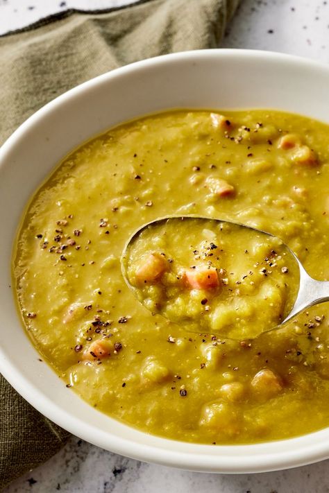 Split Pea Ham And Potato Soup, Ham Bone Pea Soup, Ham Pea Soup Recipe, Split Pea And Ham Bone Soup, Soups Using Leftover Ham, Ham And Split Pea Soup Recipe, Easy Split Pea And Ham Soup, Instant Pot Split Pea And Ham Soup, Slow Cooker Split Pea And Ham Soup