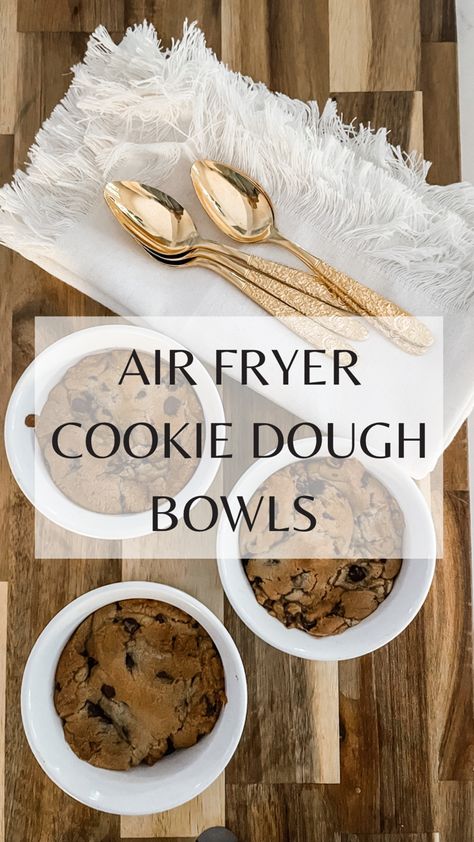 Airfryer Cookie Dough, Air Fryer Pazooki, Air Fryer Chocolate Chip Cookie For One, Toll House Cookies In Air Fryer, Air Fry Cookie Dough, Air Fryer Cookies Chocolate Chips, Chocolate Chip Cookie Air Fryer, Air Fryer Cookies Easy Recipes, Mug Cookie Dough