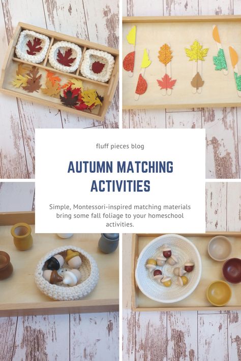 Montessori Fall Trays, Montessori Felt Activities, Fall Practical Life Montessori, Autumn Montessori Activities, November Montessori, Autumn Montessori, Fall Apple Decor, Montessori Jobs, Felt Montessori