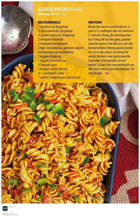 Curry Noodles Salad Recipe, Kerrie Noodle Slaai Resep, Curry Pasta Salad South African, Kerrie Noedelslaai Resep, Noodle Slaai, Curry Noodle Salad, Salad Recipes South Africa, Curry Pasta Salad, Summer Pasta Salad Recipes