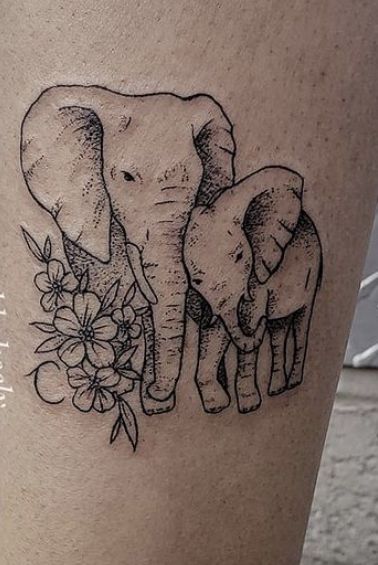 Mother And Daughter Elephant Tattoo, Matching Elephant Tattoos Mom, Mum And Daughter Elephant Tattoo, Mum And Baby Elephant Tattoo, Mama And Baby Elephant Tattoo, Mini Tattoos Elephant, Mother Daughter Elephant Tattoo, Elephant Memorial Tattoo, Nanny Tattoo