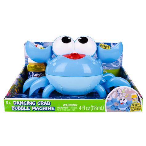 Outdoor play time gets groovy with the Maxx Bubbles dancing crab bubble machine. This self walking bubble machine will move side to side, with it's eight quick moving legs. Listen to fun underwater music as it dances back and forth with a continuous stream of bubbles blowing from it's mouth. Encourage toddlers to get active and chase the toy or pop the bubbles. When encountering obstacles, the dancing crab will switch directions by itself. Includes a 4oz bottle of bubble blast solution to get started. Just pour the solution in its claw, and you're ready to go. Underwater Music, Swimming Pool Chemicals, Swimming Pool Toys, The Maxx, Underground Sprinkler, Boys Playroom, Start Button, Pressure Washer Accessories, Get Active