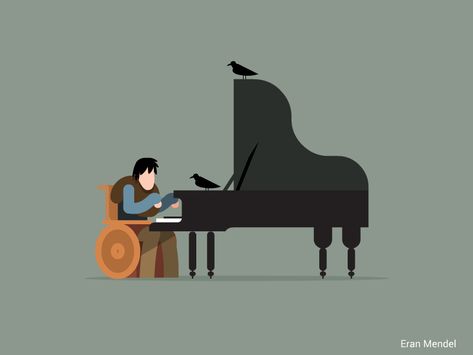 Brandon the pianist by Eran Mendel | Dribbble | Dribbble Piano Character Design, Piano Animation, Playing Piano Art Reference, Eran Mendel, Piano Design Illustration, Drawing Animations, Pianist Memes Funny, The Pianist, Art Content