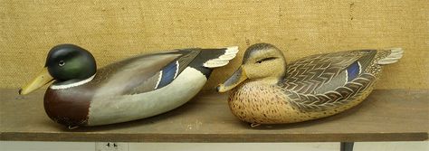 Mallard pair, 1998 Bob White, Tullytown, PA Redhead Duck, Coon Hunting, River Style, Decoy Carving, Illinois River, Wood Projects Plans, Bird Carving, Duck Decoys, Wood Carver