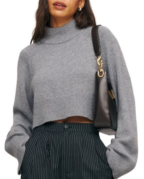 Garrett Turtleneck Recycled Cashmere Blend Crop Sweater Casual Cashmere Crew Neck Cropped Sweater, Winter Cropped Cashmere Sweater, Cashmere Crop Top, Luxury Casual Cashmere Cropped Sweater, Luxury Fitted Cashmere Cropped Sweater, Crop Turtleneck, Turtleneck Under, Silk Slip Skirt, Cropped Turtleneck