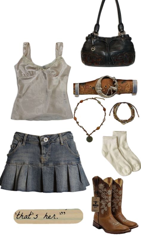 #cowgirl #y2k #outfit #vintage Y2k Cowgirl, Fairy Grunge Outfit, Cute Cowgirl, 90s Inspired Outfits, Downtown Outfits, Outfit Vintage, Outfit Inspo Casual, Cowgirl Style, Really Cute Outfits