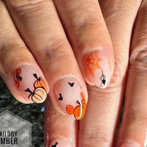 Amber Porter on Instagram: "Disney Halloween never disappoints 
.
.
#disneyhalloween #disneyhalloweennails #disneynails #halloweendisneynails #fallnails #halloweennails #orangenails #almondnails #shortnails #nailsinvegas #nailinspiration #nailsmagazine #nailpromagazine #gelnails #lasvegasmanicurist #luminarymanicure #gelpolish #lasvegasnails #lasvegasnailshop #vegasnails #hendersonnails #lasvegasnailsalon #vegasnailtech #vegasnailsalon #702nails#hendersonnailsalon #lasvegaslocals" Fall Mickey Mouse, Disney Halloween Nails, Mouse Nails, Las Vegas Nails, Mickey Mouse Nails, Vegas Nails, Disney Nails, Orange Nails, Nail Shop