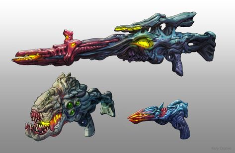 ArtStation - Biopunk Guns, Kory Cromie Punk Genres, Alien Concept, Fantasy Props, Arte Cyberpunk, Alien Concept Art, Mystical Art, Arte Fantasy, Sci Fi Art, Creature Design