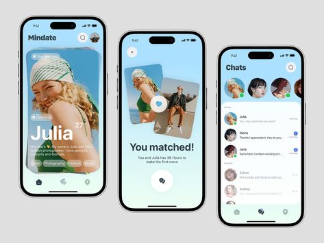 Mindate - Dating App by Zhofran Ardyan for Hatypo Studio on Dribbble Dating App Branding, Dating App Ui Design, Home Page Ui Design Mobile App, Apple Ui Design, Dating App Design, Profile Ui Design, Logo Brand Guidelines, Ui App Design, Pitch Deck Design