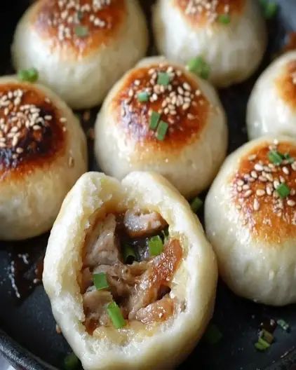 Sheng Jian Bao Recipe | Delicious Pan-Fried Pork Buns Bao Buns Pork, Fried Bao Buns, Boa Buns Recipe, Sheng Jian Bao, Bao Recipe, Pork Bun, Bao Buns, Pork Buns, Bun Recipe