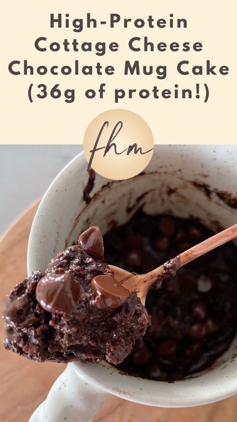 Moist, chocolatey, and packed with protein, our Cottage Cheese Mug Cake will change the way you think about protein mug cakes! Whether you need a quick snack to fuel your day or a decadent dessert to wrap up your macros for the day, this will quickly become one of your go-to's! Recipes For High Protein Meals, Healthy Protein Mug Cake, Macro Sweet Treats, Keto Protein Mug Cake, Cottage Cheese Mug Cake, Macros Desserts, Cottage Cheese Dessert Healthy, Bariatric Dessert Recipes, Macro Friendly Desserts