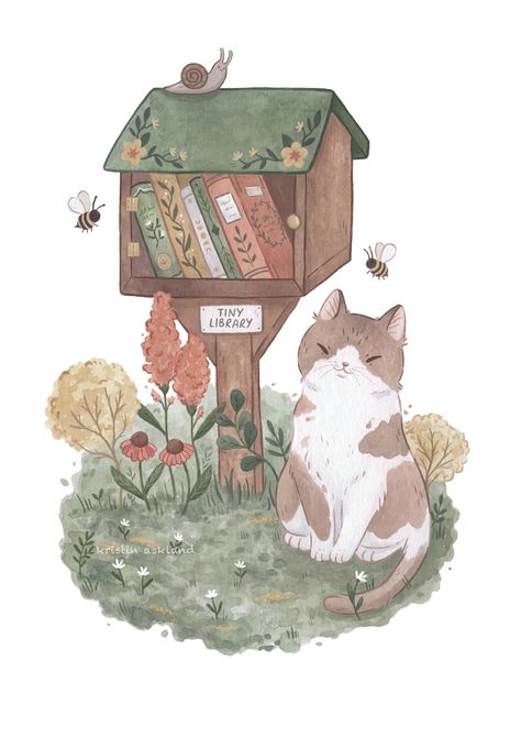 Cute Library Illustration, Cottagecore Aesthetic Illustration, Cute Cottagecore Art, Aesthetic Cottagecore Drawing, Cute Cottage Core Drawings, Cottagecore Illustration Art, Library Drawing Illustration, Library Illustration Art, Cottagecore Art Aesthetic