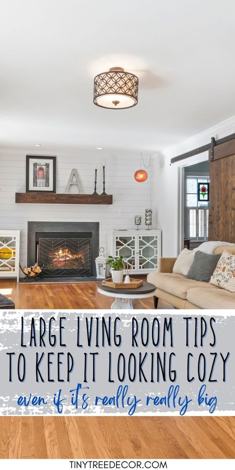 LARGE LIVING ROOM IDEAS AND TIPS How To Style A Big Living Room, How To Section Off A Large Living Room, Large Minimalist Living Room, How To Break Up A Large Living Room, How To Fill A Large Living Room, How To Make A Large Room Feel Cozy, How To Make A Large Living Room Cozy, Big Square Living Room Layout, Styling A Large Living Room