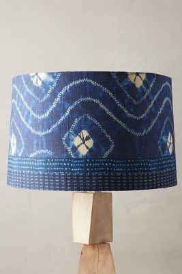 Anthropologie Indigo Waves Lamp Shade Waves Lamp, Indigo Ikat, Fabric Dyeing Techniques, Shibori Designs, India Inspired, Denim And Diamonds, Lampshade Designs, Shibori Tie Dye, Indigo Shibori