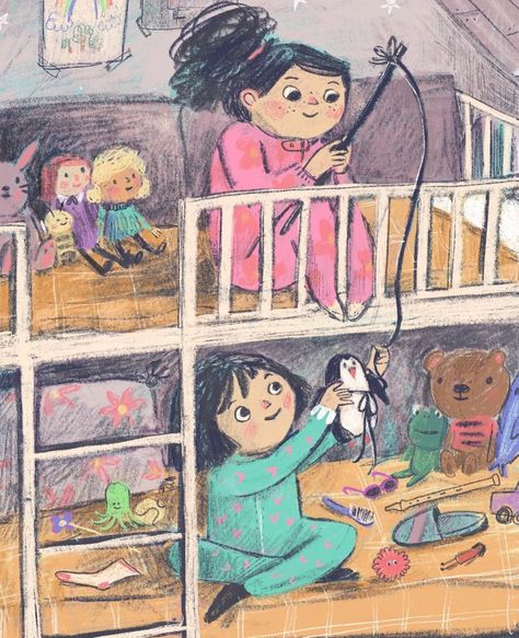 Bed Illustration, Visual Timetable, Narrative Illustration, Childrens Bunk Beds, Picture Book Illustration, Story Books Illustrations, Home Illustration, Cozy Summer, New Illustration