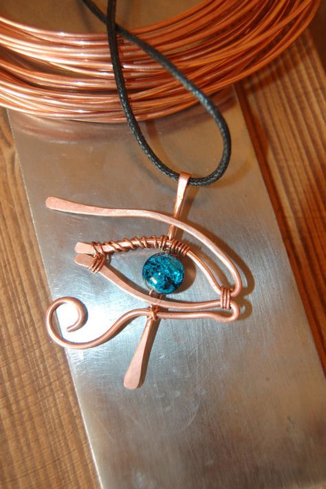 Eye Tattoo Egyptian, Copper Wire Art, Wire Wrapped Stone Jewelry, Wire Jewelery, Wire Wrap Jewelry Designs, Wire Wrapped Jewelry Diy, Wire Jewelry Making, Wire Wrapped Jewelry Tutorials, Copper Wire Jewelry