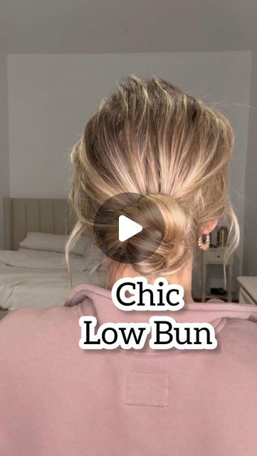 Messy Low Bun Short Hair, Low Messy Bun For Short Hair, Easy Low Bun Hairstyles For Short Hair, How To Do Low Bun, Messy Elegant Bun, How To Do A Low Messy Bun, Casual Low Bun, Mid Bun Hairstyles, Messy Low Bun Tutorial