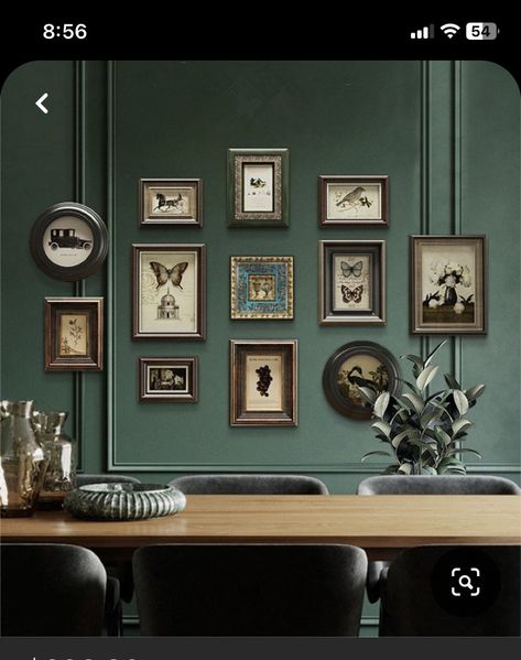 Antique Picture Frames On The Wall, Vintage Picture Frames On The Wall, Antique Photo Wall, Gold Frame Gallery Wall, Vintage Maximalism, Frame Gallery Wall, Charlotte Street, Maximalist Wall, Gallery Wall Inspiration