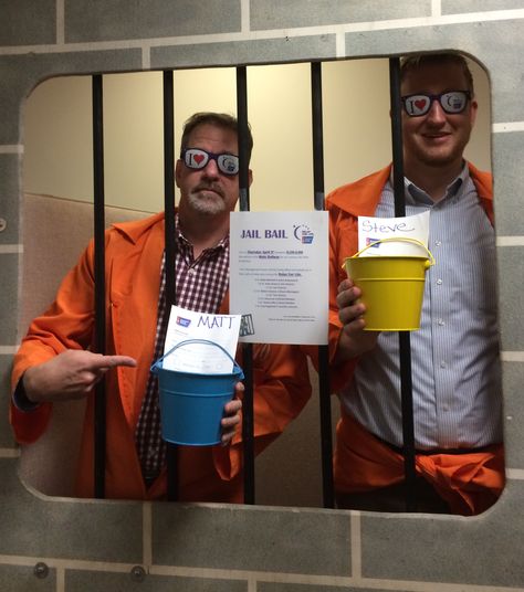 2015 | The Relay for Life “Jail & Bail” #fundraiser has become a favorite in our Virginia Beach office over the last 10 years. Associates can either pay to keep their #management in jail, or they can #donate money to get them out. Keeping senior management “locked up” paid off; Virginia Beach associates raised more than $10,000 and signed up 38 volunteers for their 2015 Relay for Life team. #GEICOgivesback Jail And Bail Fundraiser, Jail Fundraiser, Relay Ideas, Beach Office, Fundraiser Ideas, Donate Money, The Last 10 Years, United Way, Senior Management